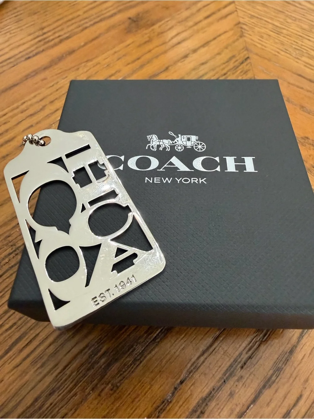 Coach 1941 Silver Cutout Hang Tag Charm
